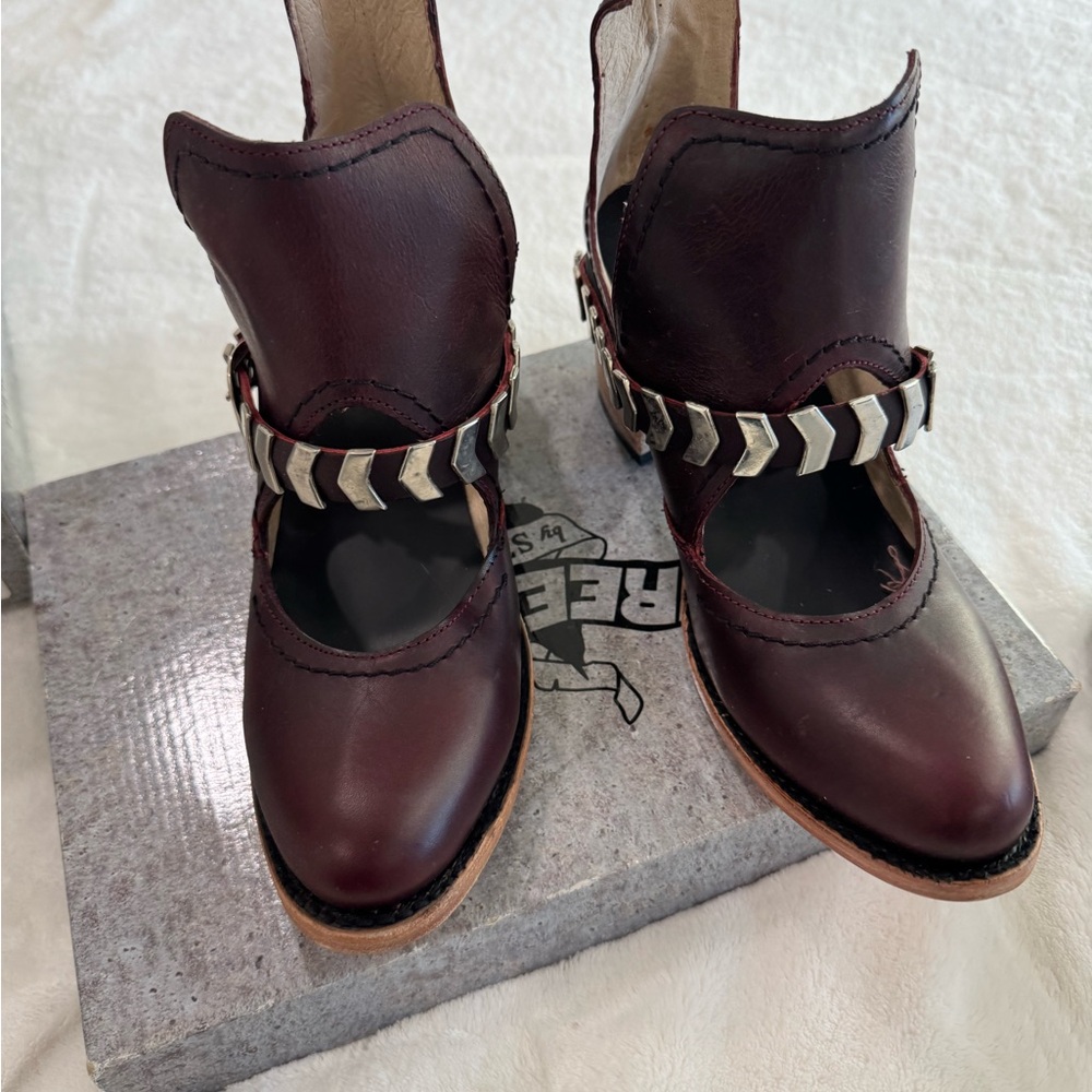 Freebird Burgundy Ankle Boots with Silver Accents